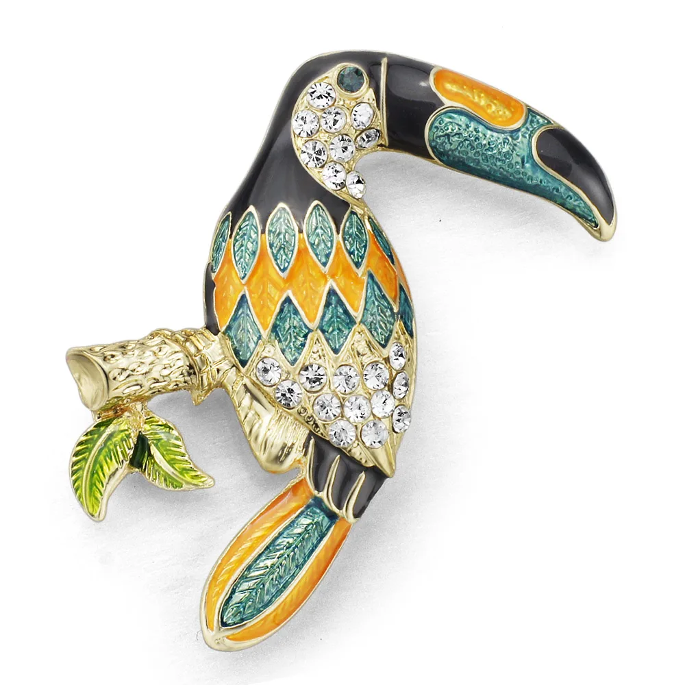 Женская Брошь с эмалью Dormon Chic Toucan Bird брошь в виде птицы кристаллами и стразами