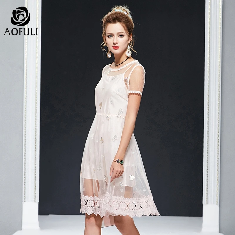 AOFULI S-4XL 5XL пикантная обувь цвет розовый сплошные тюлевые вечерние платья Плюс