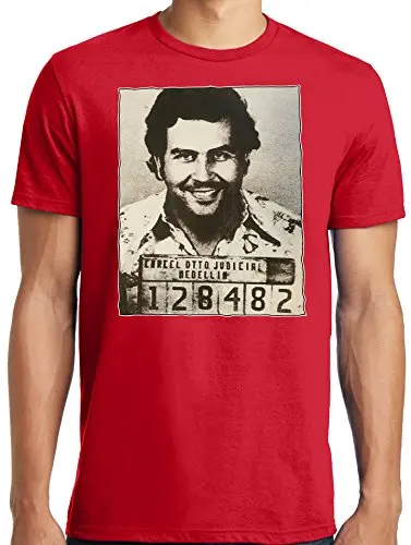 

Fashion 2019 Free shipping Crew Neck Men Short-Sleeve Funny Pablo Escobar Mugshot Photo Mens Printing Tee Shirt