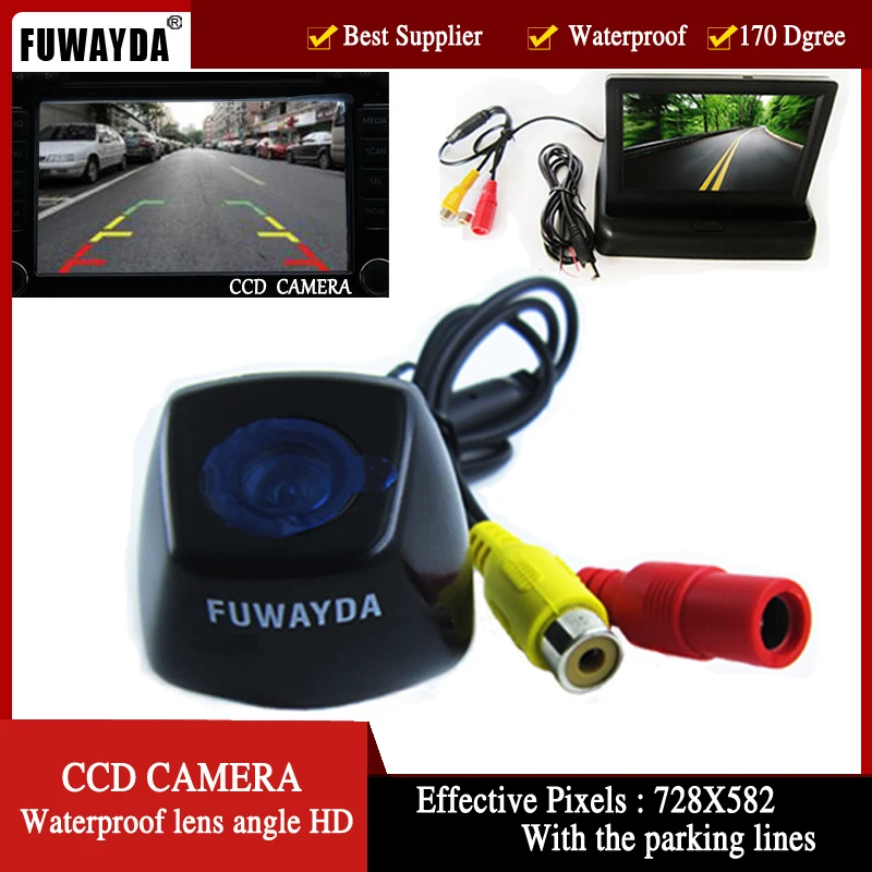 

FUWAYDA Color CCD Car Rear View Camera for BMW X1 X3 X5 X6 with 4.3 Inch foldable LCD TFT Monitor WATERPROOF HD