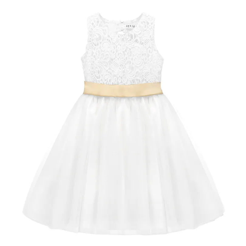 iEFiEL Flower Girls Dress Sleeveless Vestido De Festa Ball Gown Elegant Princess Wedding Party Clothes |