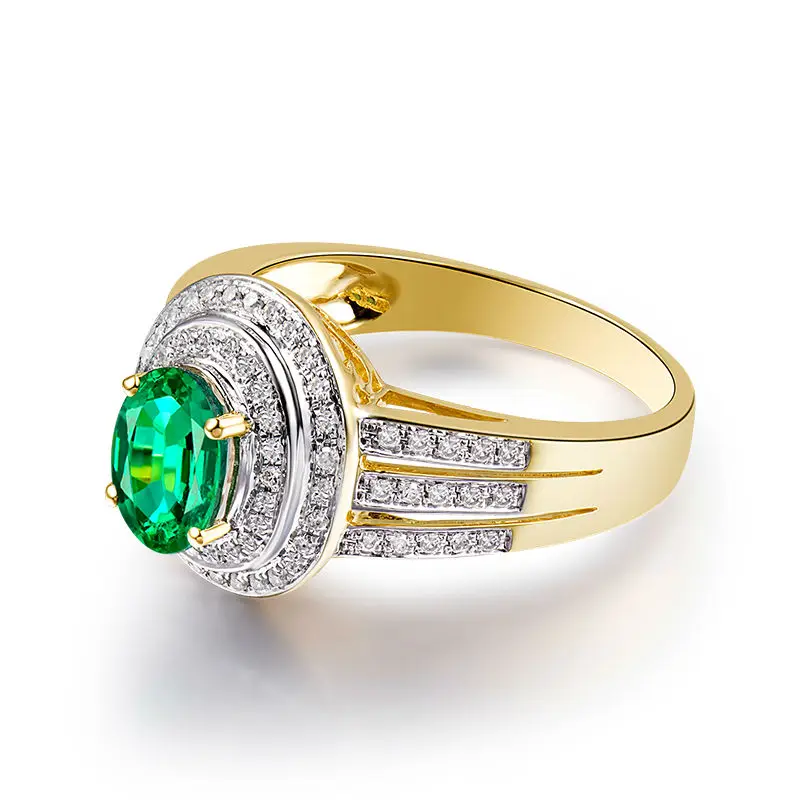 Женское кольцо из желтого золота с изумрудами 6 х8 мм|ring for|rings for womenyellow gold diamond |