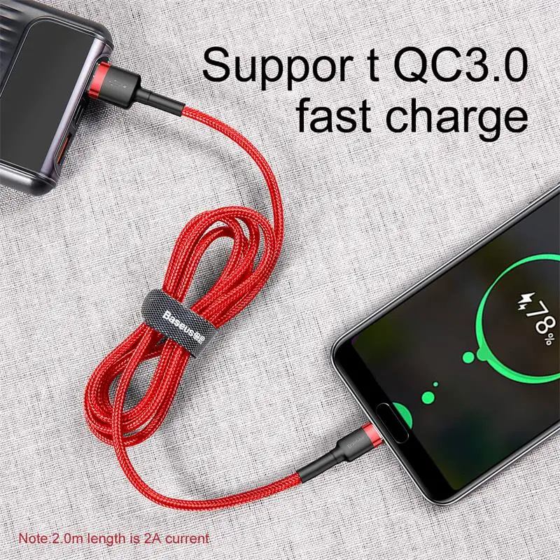 Baseus USB C кабель Тип для Samsung S20 S10 Qucik зарядка 3 0 телефонный шнур Type Xiaomi type c зарядки