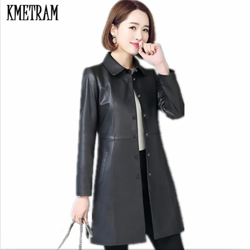 

KMETRAM 2020 100% Sheepskin Genuine Leather Jacket Women Spring Classic Slim Coat Ladies Leather Windbreak Chaqueta Mujer HH795