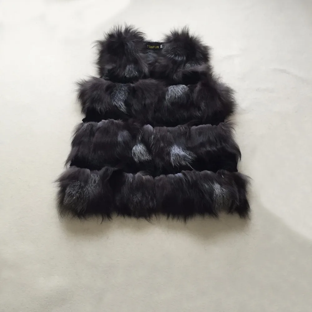 Женский брендовый жилет с натуральным лисьим мехом ручной работы большие