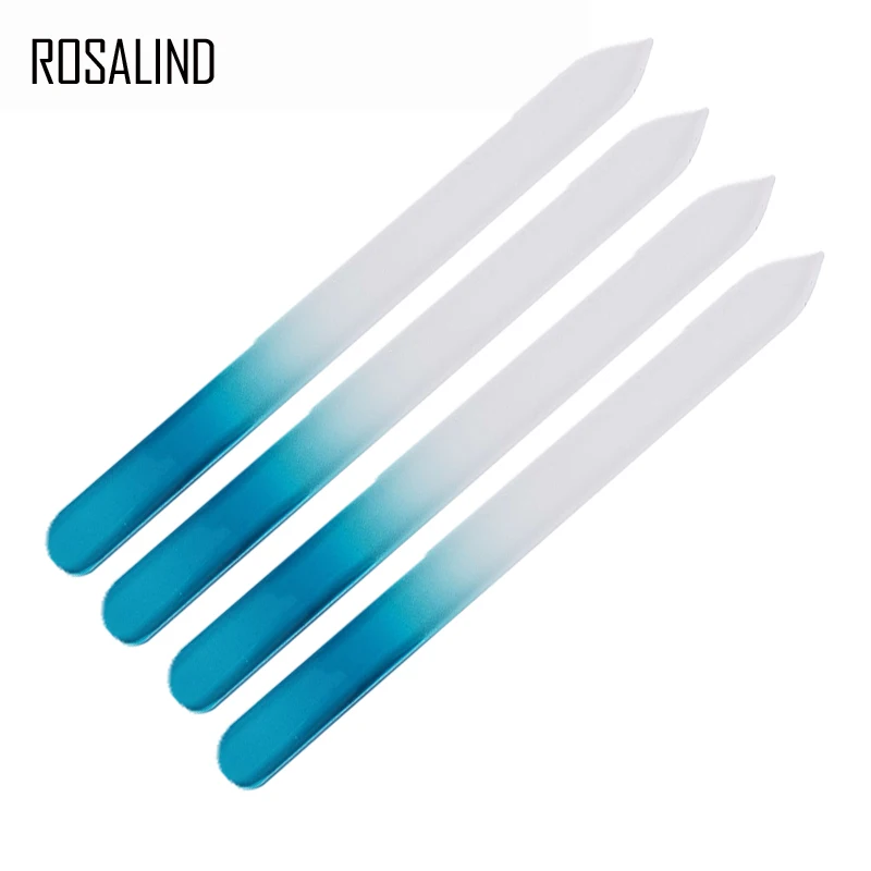 ROSALIND 4 шт./лот синие пилочки для ногтей прочные из стекла буфер маникюрное
