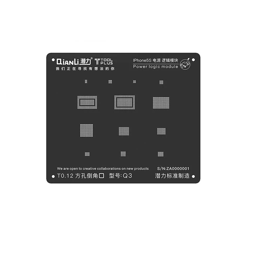 Qianli Power Logic Module трафарет с квадратным отверстием черный для iPhone 5S 6 6S 7 8 Reballing |