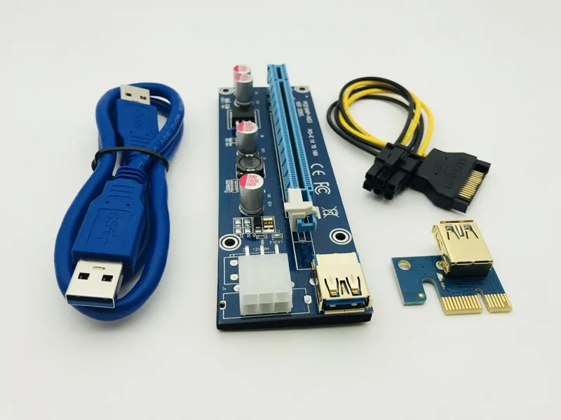 Кабель передачи данных 009S USB 100 3 0 шт. райзеры PCIe PCI E Express карта Райзера 1X to16x 6 Pin SATA