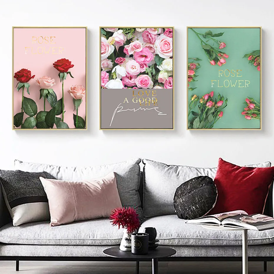 Настенная картина с изображением роз пейзажа современный постер Картина на