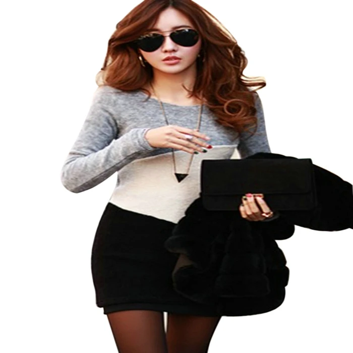 Women Fashion Autumn &amp Winter Long sleeve Colored All-combined Sweater Dress New | Женская одежда
