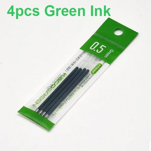 4pcs Green ink Xiaomi Youpin KACO 4 в 1 многофункциональная ручка 0,5 мм черный синий красный стержень сменный гелевый карандаш механический карандаш японские чернила для офиса и школы - Цвет: 4pcs Green ink