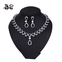 be 8 exquisite cz wedding party jewelry set water drop design high quality bridal necklace earring dubai jewelry yc003