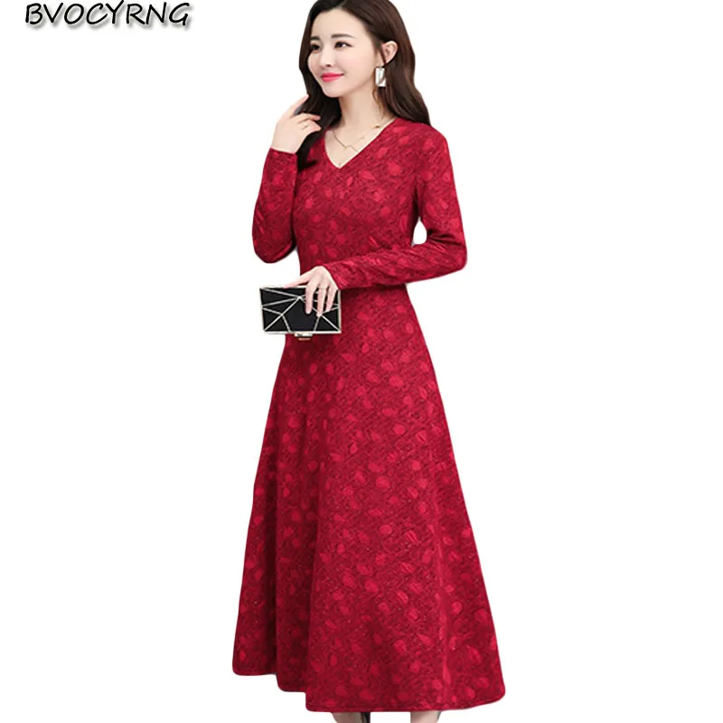 

Женское платье с длинным рукавом, длинное приталенное платье большого размера плюс на осень, 2019