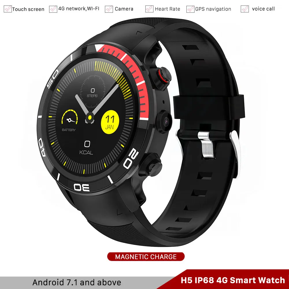 Смарт-часы H8 4G с Bluetooth вызовом Android 7 1 OS GPS телефон четырехъядерный 28 ГГц ГБ 16 Ip68