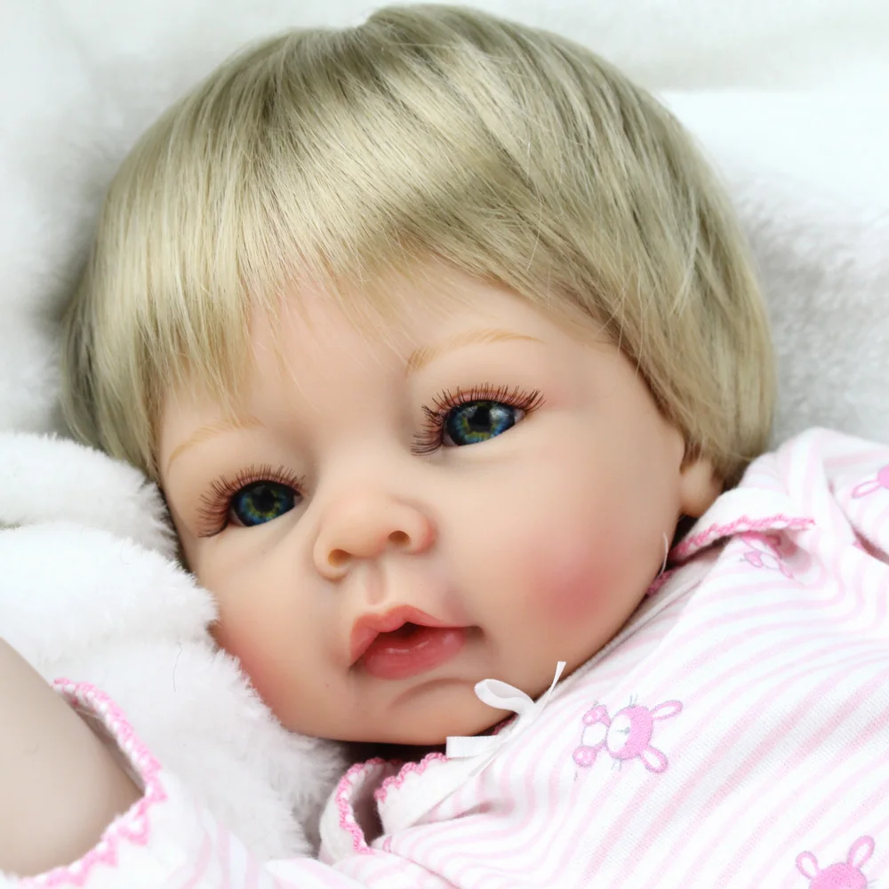 NPKDOLL новые игрушки Silcone Reborn Baby Doll 22 дюймов модная BeBe Кукла Девушка золотые волосы реалистичные детские подарки на день рождения игрушки