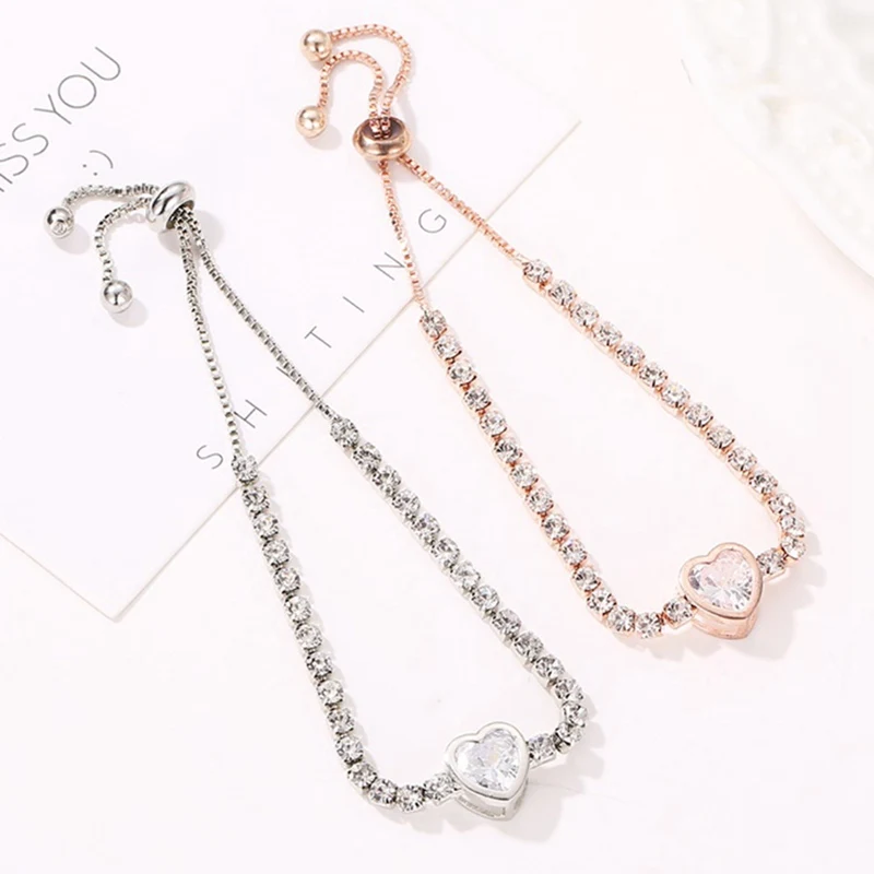 Zircon Tennis Chain Bracelet Men's Hip hop Jewelry Copper Material Gold Silver Rose Color Box Clasp Link | Украшения и