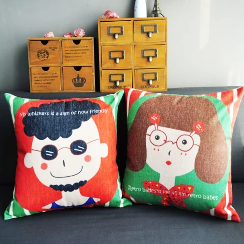 Современные Пару Зеленый Мило Детски Панда Подушки Крышки Белье Хлопок Диван