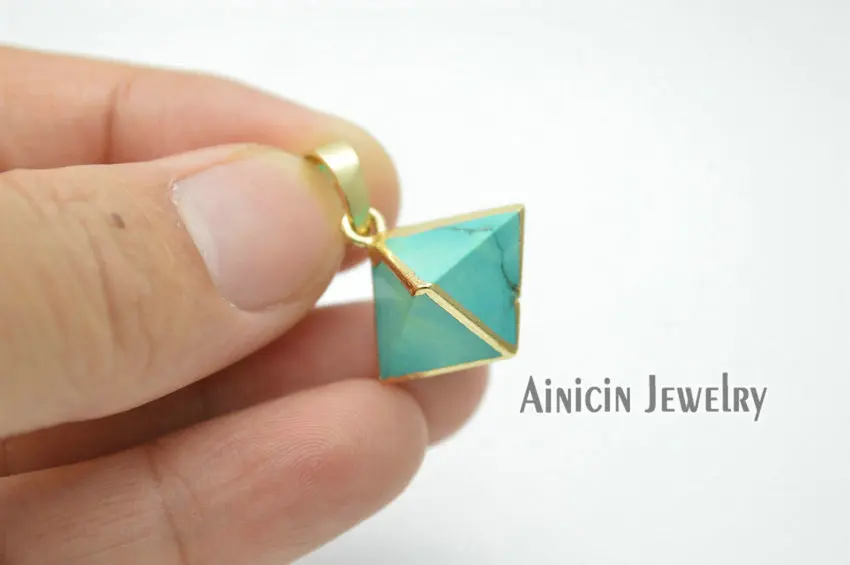 Подвески с зеленым камнем Octahedron золотой отделкой модная фурнитура для