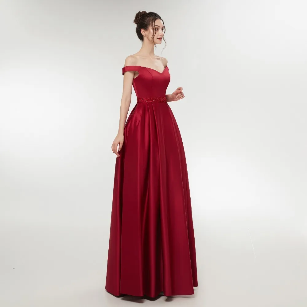 Vivian's Bridal Sweetheart Red Champagne Women Evening Dress Back V Neck Zipper Floor-length Sashes Simple Formal Party Dresses | Свадьбы