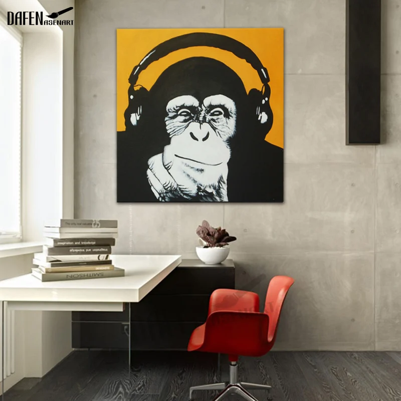 Gorilla прослушивание музыки 100% ручная работа акриловая масляная живопись
