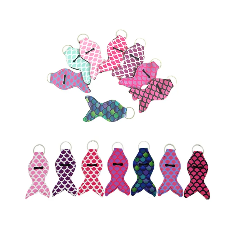 10 шт. хвост русалки неопреновый держатель для помады брелок ключей бальзам губ