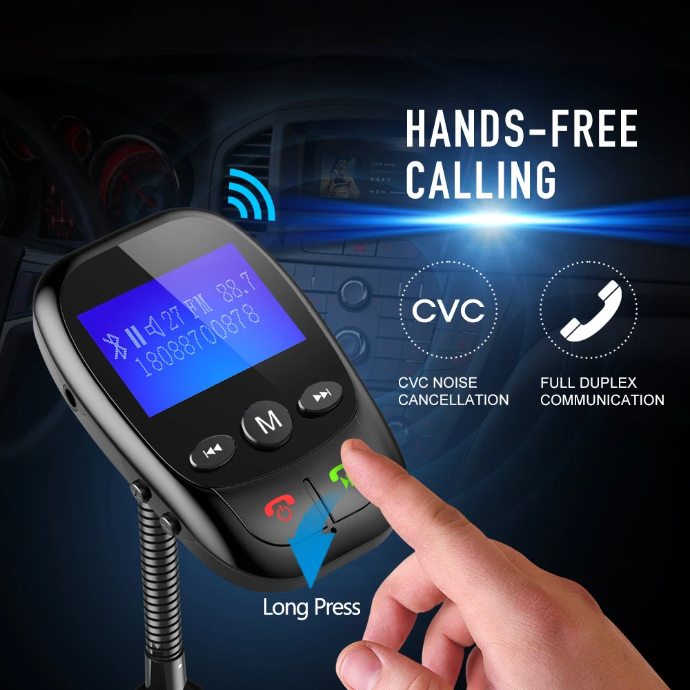 Автомобильный FM-трансмиттер ALLSOME mp3-плеер с Bluetooth громкой связью FM-модулятор два