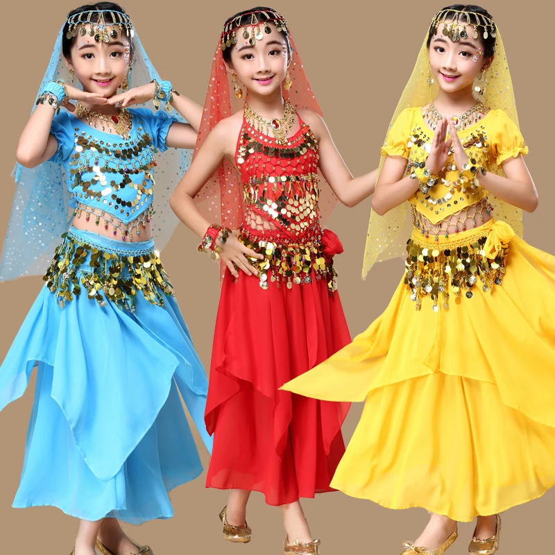 Новинка 2017 года комплекты для Танцев Живота девочек Одежда танцев качественное