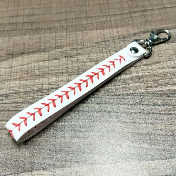 white red PU Резинки для брелок спорт швом кружева кожаный брелок елочка Софтбол Fast Pitch Бейсбол стежка Брелок - Цвет: white red PU