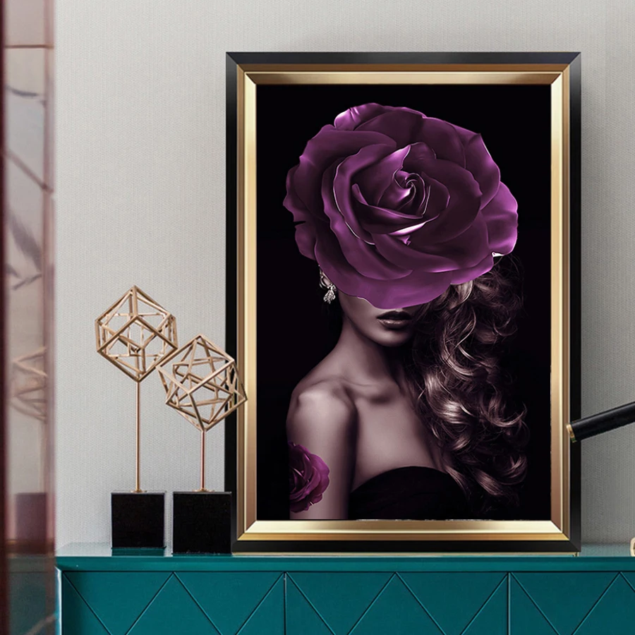 Абстрактный Рисунок Wall Art фотографии прекрасная Картина на холсте женщина Черный