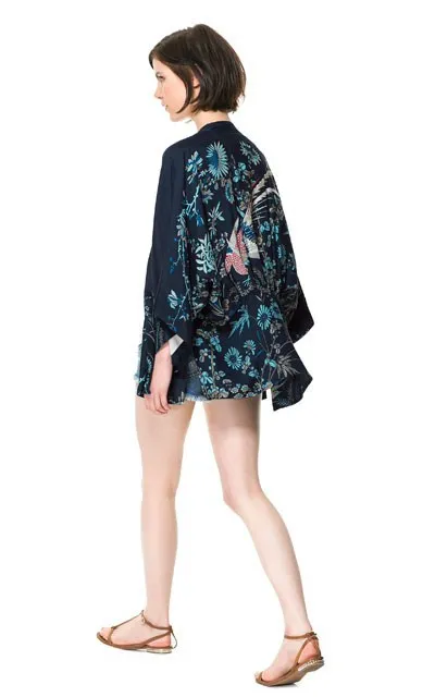 Летнее женское кимоно Cheshanf в стиле Харадзюку с принтом Феникса и рукавом летучая