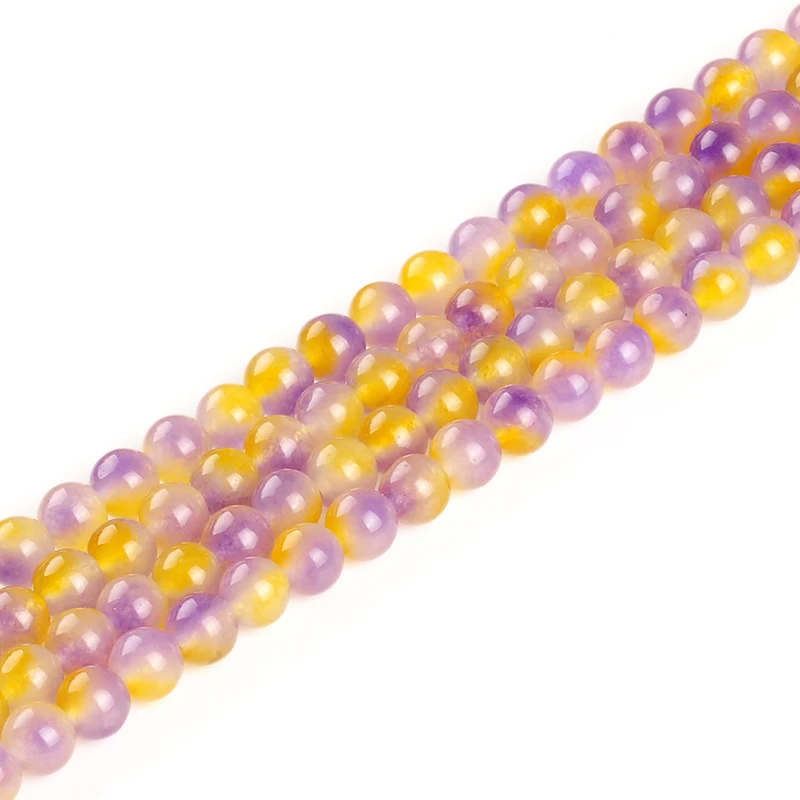 Круглые бусины из натурального камня аметрина круглые в форме шара 15 дюймов нить
