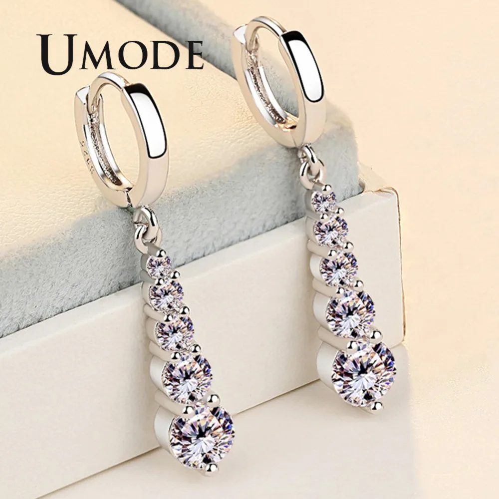 Женские серьги подвески с фианитами UMODE новые модные ювелирные изделия