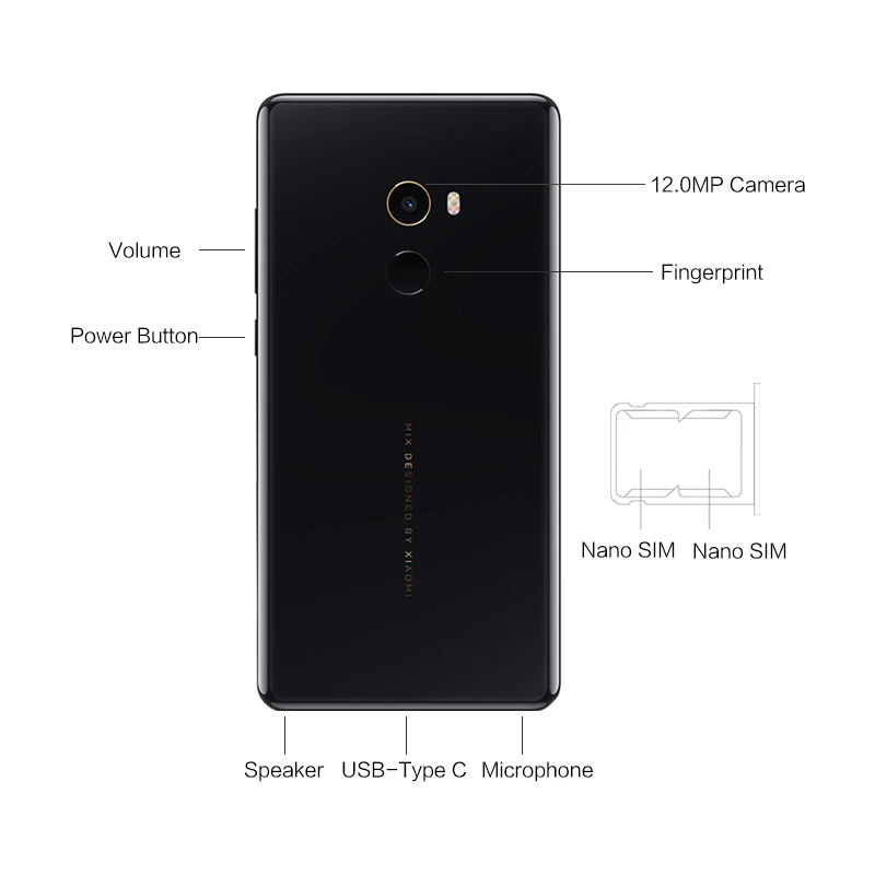 Оригинал Сяо Mi Mix 2 смартфон 6 ГБ 128 Snapdragon 835 Octa core 5.99 &quot2160x1080 P FHD Керамика Средства