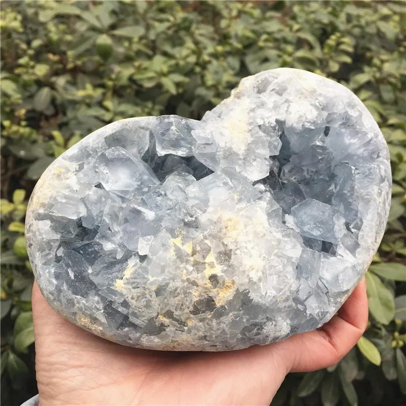 Большой натуральный Кианит кварцевый кристалл кластер сердце Druzy геоде образцы