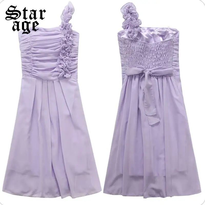 Элегантное женское шифоновое плиссированное платье на одно плечо длиной до