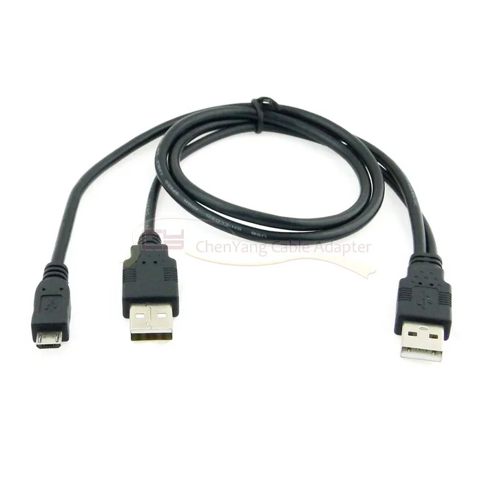 Кабель USB 2 0 с двумя штекерами на Micro 5 штырьков Y образный кабель 80 см для внешнего
