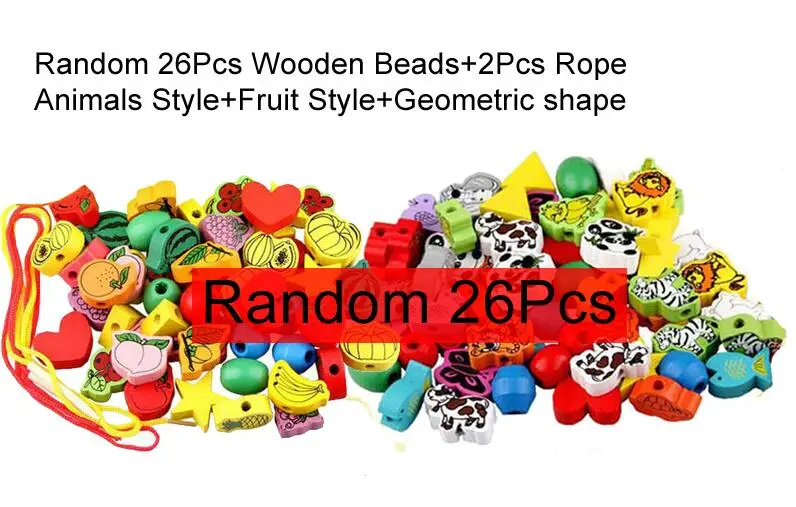 26 Fruit Animals 26 шт. блоки Мультяшные животные фруктовый блок деревянные игрушки нанизывающий резьбонарезной Бисер для игр обучающая игрушка для малышей Дети GYH - Цвет: 26 Fruit Animals