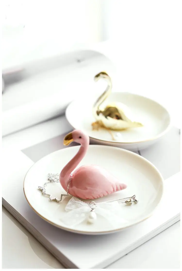 Small Flamingo Unicorn Pineapple Decorative Dish Plate Porcelain Jewelry Dish Necklace Ring Tray Storage Trinket Vanity Dish