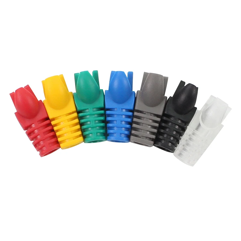 100pcs colorful RJ45 Cap Connector CAT5E CAT6 Plug Ethernet Network Cable Strain Relief Boots RJ 45 plugs Socket boot caps|rj45 cap|network