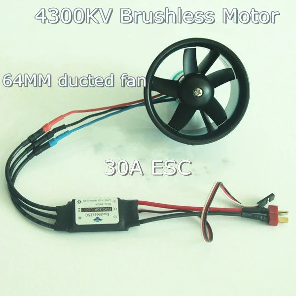 5 лопастной 64 мм выходной вентилятор + 4300KV бесщеточный двигатель 30A ESC для lipo RC Jet EDF