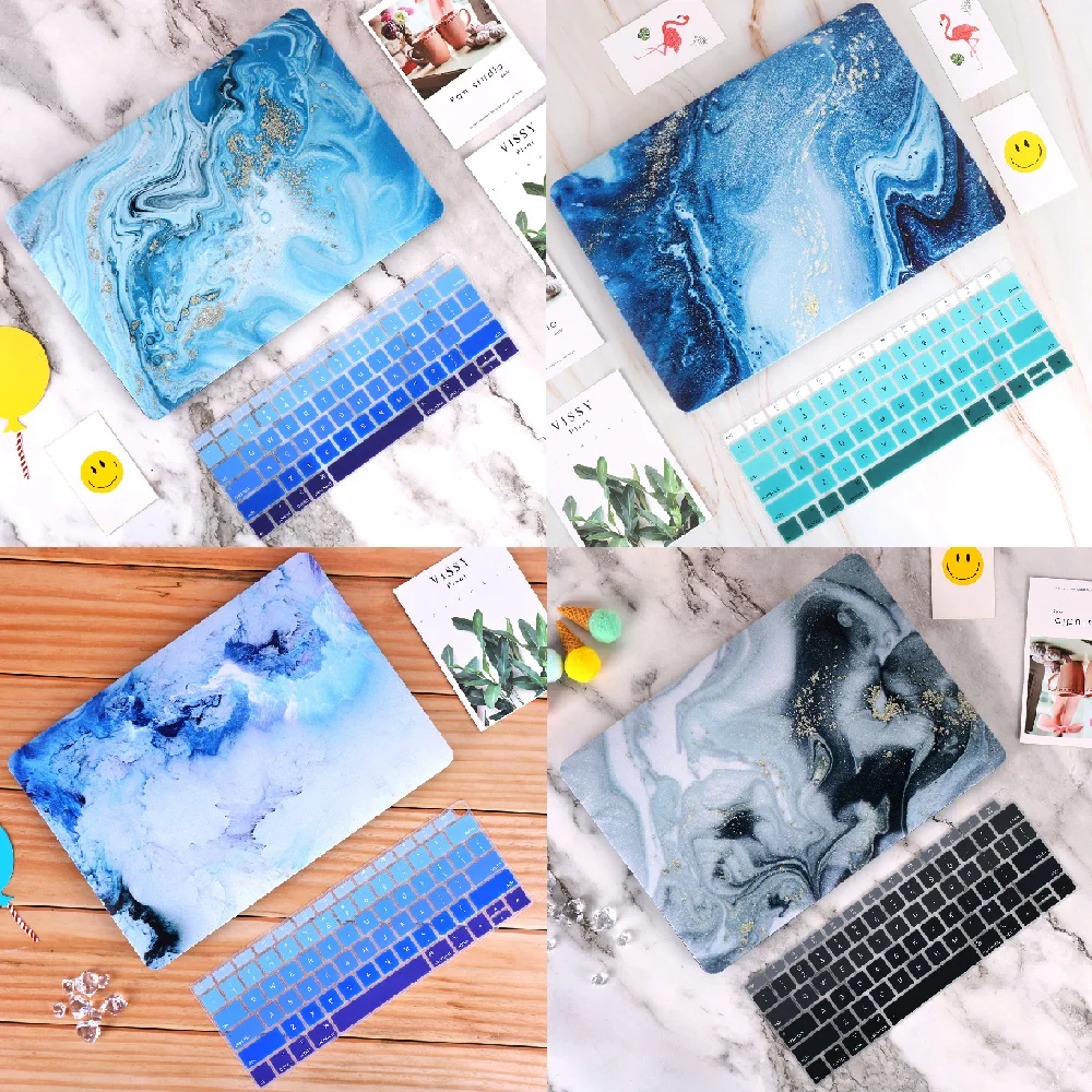 Жесткий матовый прорезиненный чехол Redlai с мраморным рисунком для MacBook Air 13 дюймов