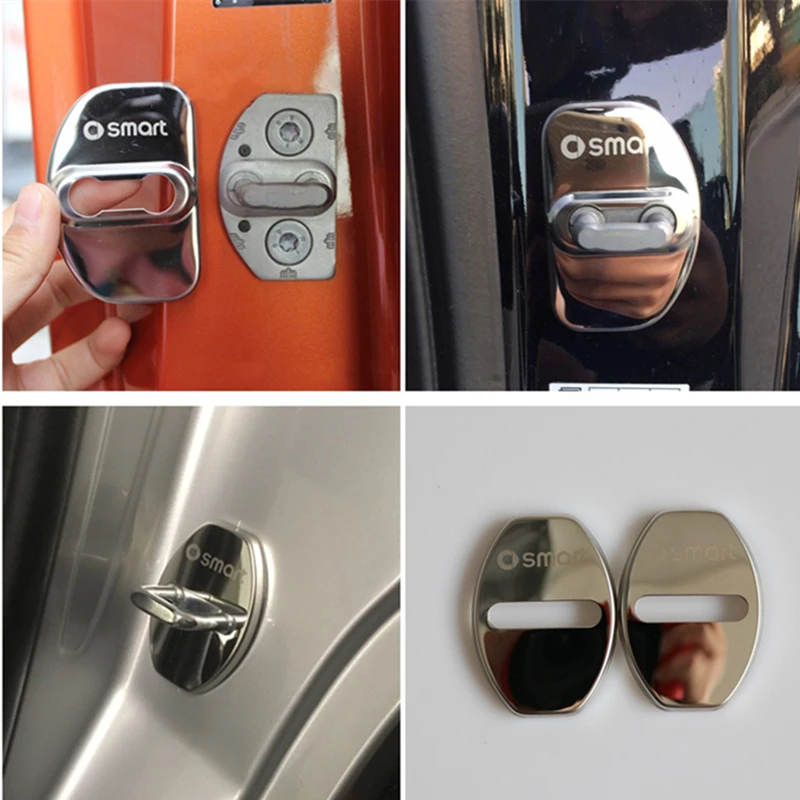 Для smart fortwo forfour 453 451 аксессуары для стайлинга автомобилей крышка дверного замка из нержавеющей стали Декоративная Антикоррозийная Защитная крышка