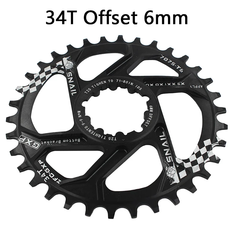 34T Offset 6mm MTB GXP велосипедный набор кривошип фиксированный механизм Кривошип 30T 32T 34T Узкая широкая цепь из колец Цепь на колесо для sram gx xx1 x1 x9 gxp кривошип цепи на колеса велосипедные запчасти - Цвет: 34T Offset 6mm