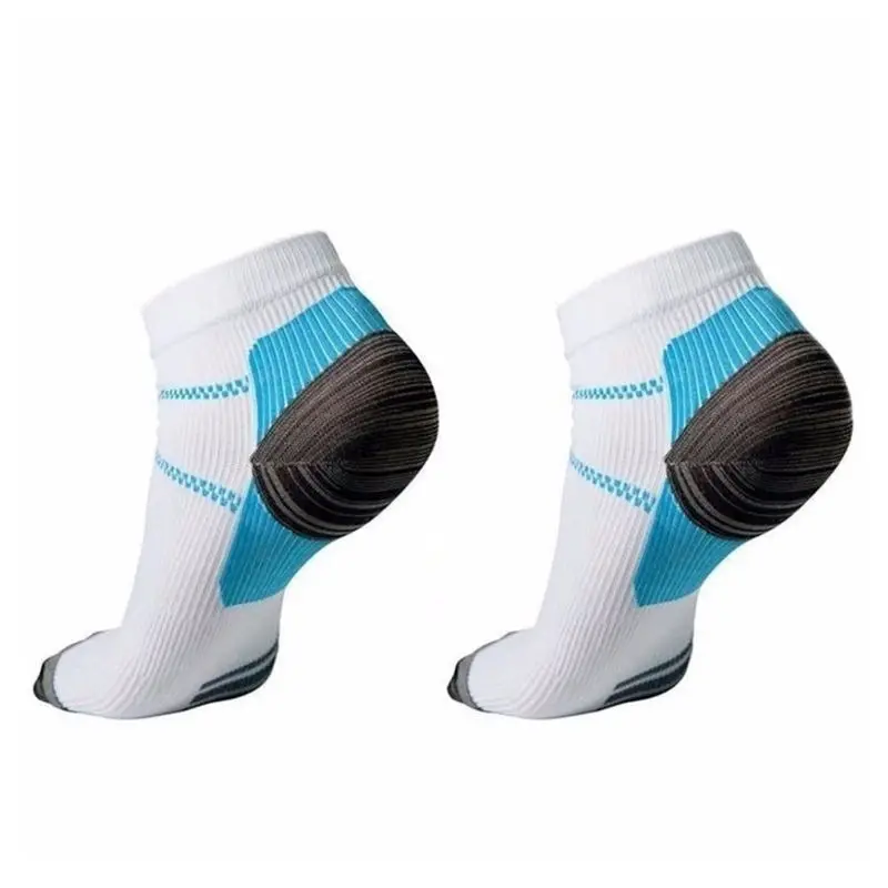 Белый 1 пара мужские подошвенный Fasciitis эластичный сжатия Low Cut короткие носки до лодыжки арки поддержка спортивные тренажерный зал Спорт Бег дышащие - Цвет: Белый