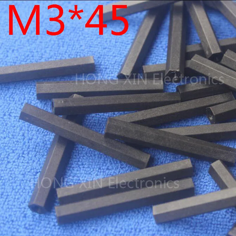 M3 * 45 черный 1 шт. нейлон мм Шестигранная розетка-розетка Проставка с резьбой