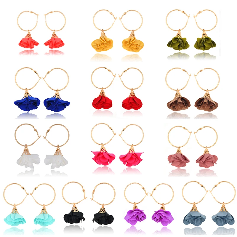 Богемные женские серьги ручной работы из золотого сплава с бахромой и большим