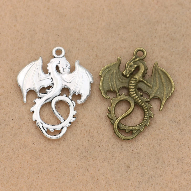 

5PCS Antique Bronze Plated Dragon Charms Pendants for Necklace Bracelets Jewelry Making DIY Craft Handmade 35x28mm