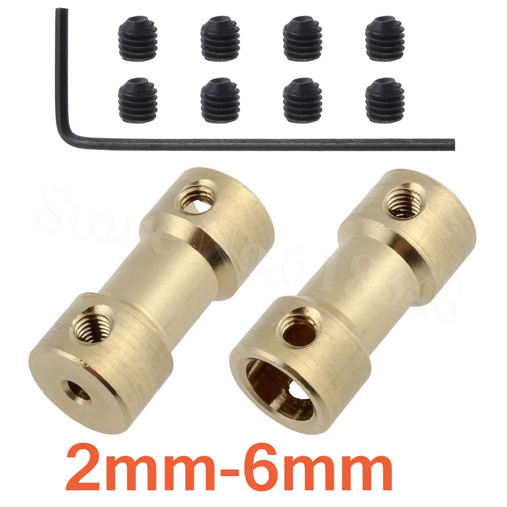 2mm-6mm 2 шт./лот 24 размера вал двигателя Соединительная муфта Соединительный рукав адаптер латунный Трансмиссия шарнир для RC лодки автомобиля самолета DIY - Цвет: 2mm-6mm