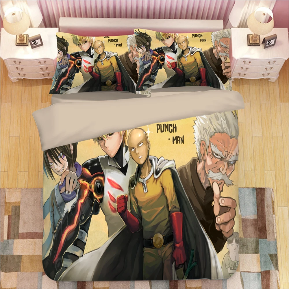 ONE PUNCH MAN Комплект постельного белья, пододеяльник, наволочки, мультяшное аниме одеяло, Комплект постельного белья s, постельное белье(без простыни