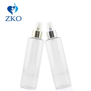 Бесплатная доставка от 1 шт. 200 мл круглая пластиковая бутылка с золотым алюминиевым распылителем, многоразовая бутылка